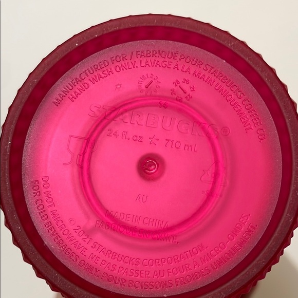 Starbucks Limited Edition 2021 Ruby Hot Pink Soft Touch Jelly Bling Studded 24oz - Picture 8 of 9